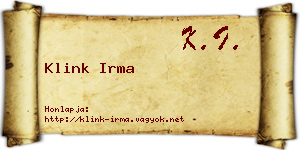 Klink Irma névjegykártya